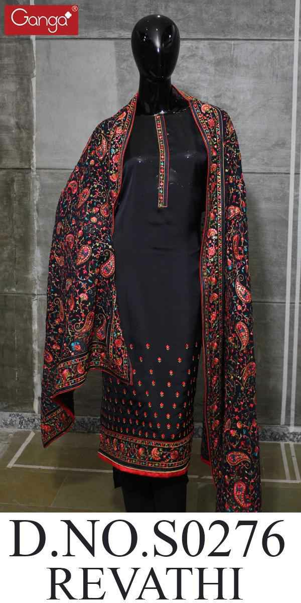 Ganga Suit Presents Revathi 276 Silk Designer Embroidery Work Salwar Suit Wholesaler