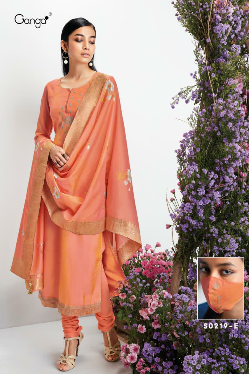 Ganga Suite Presents Clovia 219 Banarasi Silk Embroidery Work Salwar Suit Wholesaler