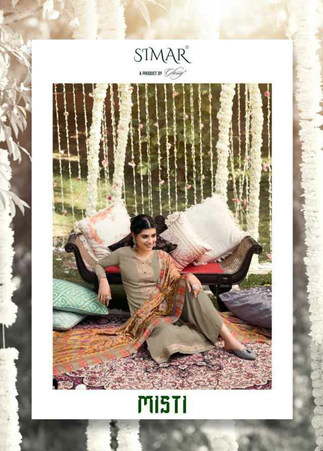 Glossy Presents Misti Pure Silk Pashmina Embroidery Work Salwar Suit Cataloge Wholesaler