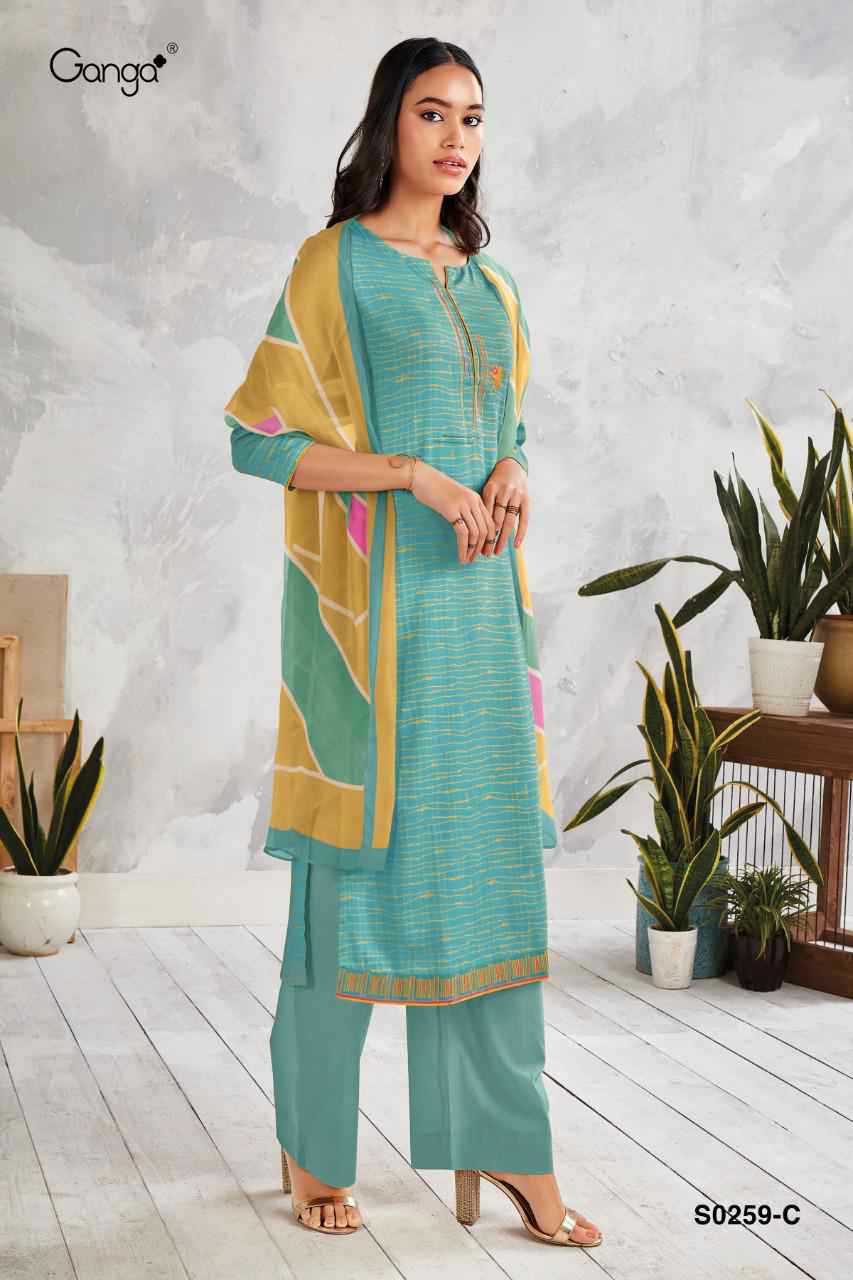 Ganga Suite Presents Kaira 259 Satin Printed Salwar Suit Wholesaler