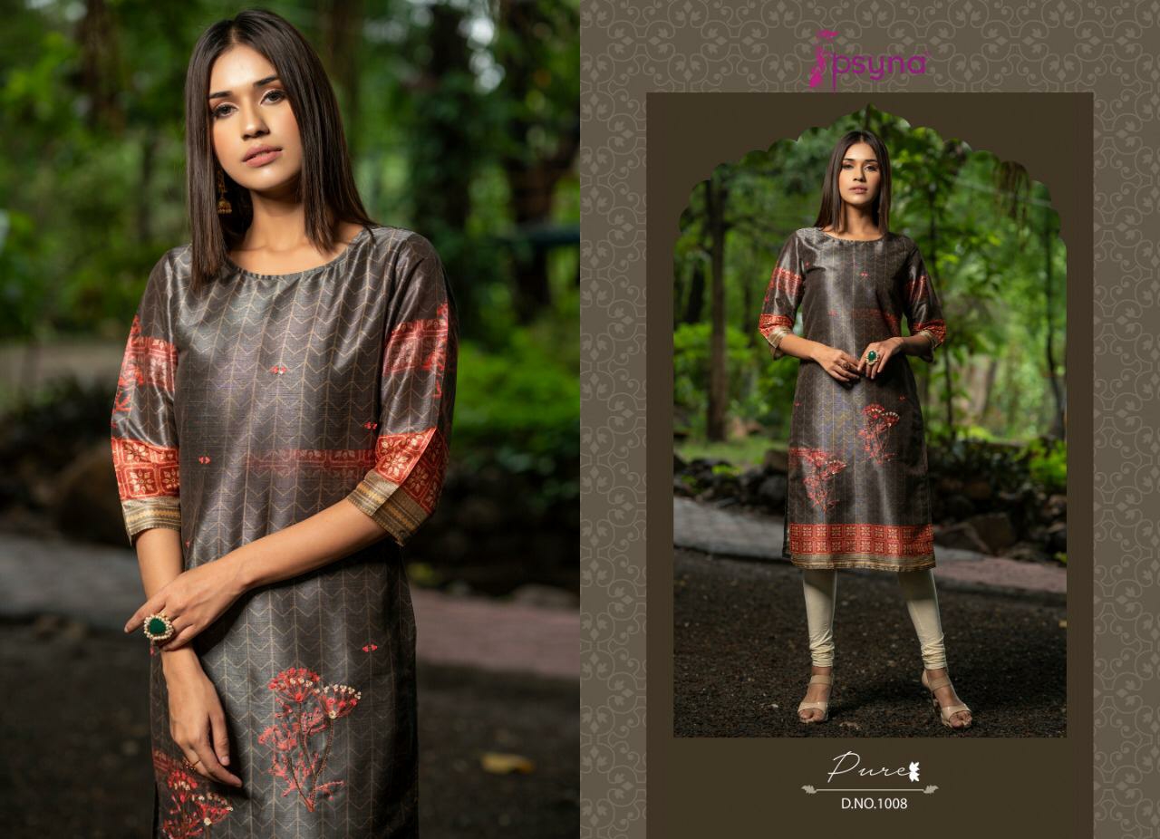 Psyna Presents Pure Digital Printed With Handwork Straight Kurtis Catalogue Wholesaler