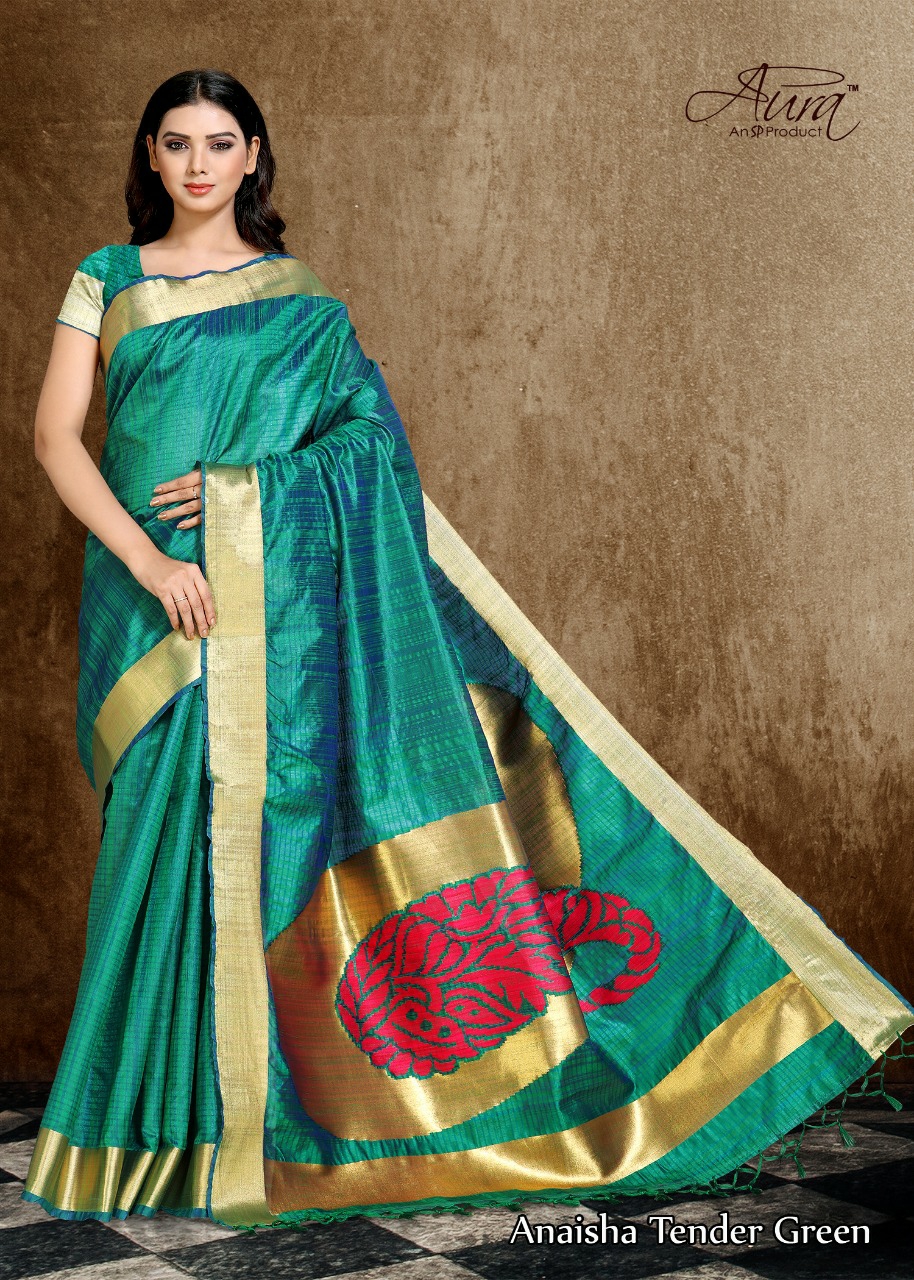 Aura Sarees Presents Anaisha Traditional Wear South Indian Style Silk Sarees Catalogue Wholesaler