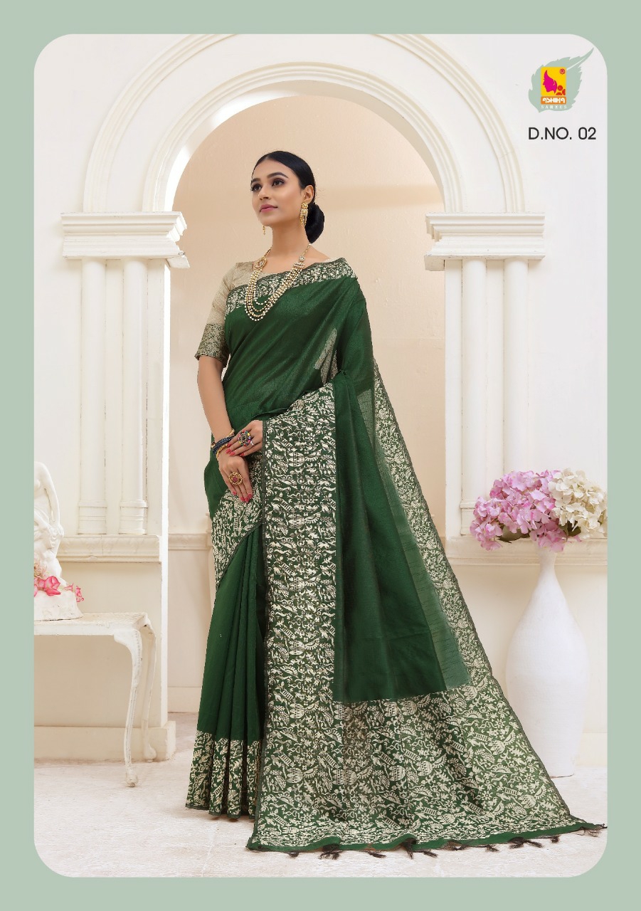 Ashika Sarees Presents Kalamkari Fancy Cotton Silk Resham Border Concept Silk Sarees Catalog Wholesaler