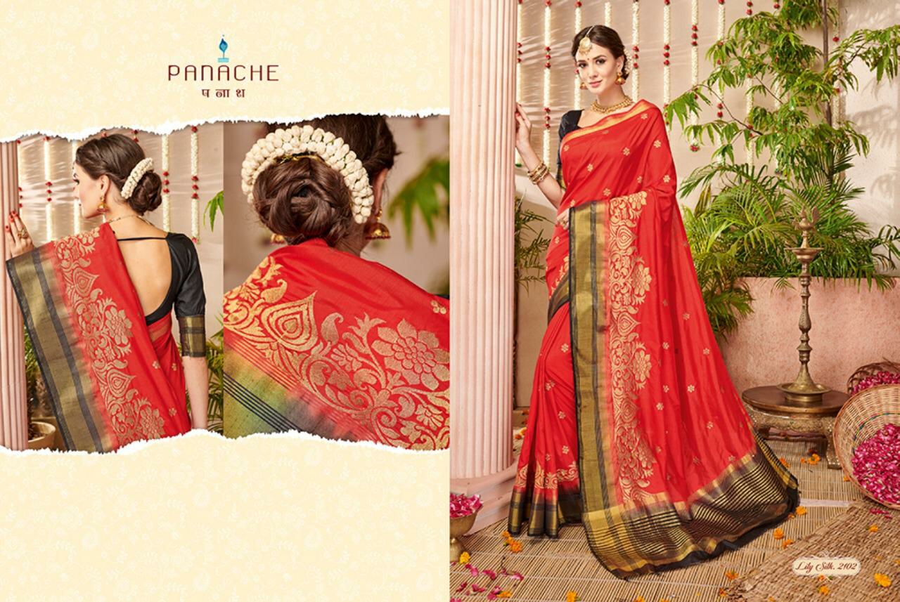 Panache Presents Lily Silk Indian Ethnic Wear Silk Sarees Catalogue Wholesaler