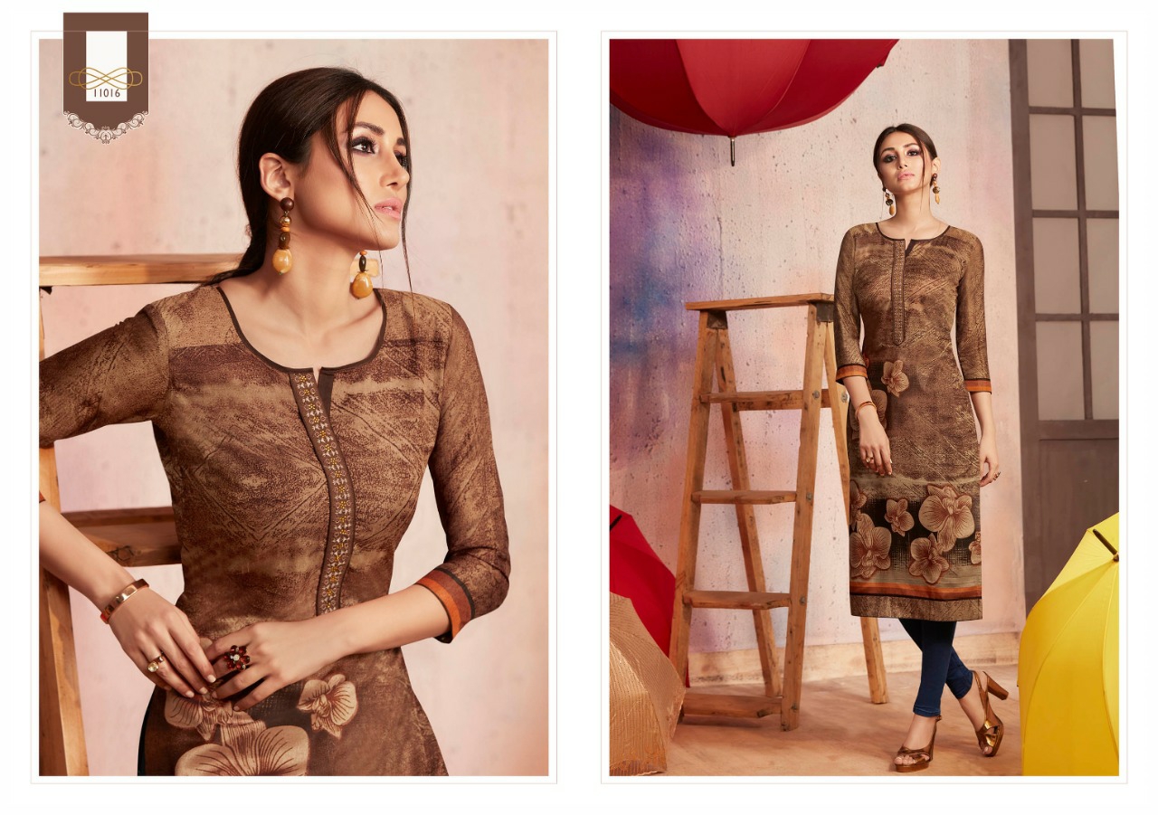 Kajree Presents Dark Fantasy Vol-6 Rangoli Georgette Digital Printed Straight Kurtis Catalog Wholesaler