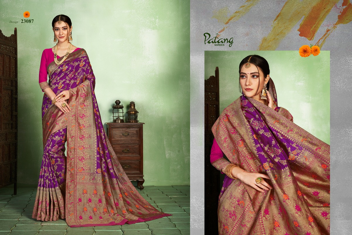 Patang Sarees Presents Silkoza Chanderi Silk Beautiful Designer Sarees Cataloge Wholesaler