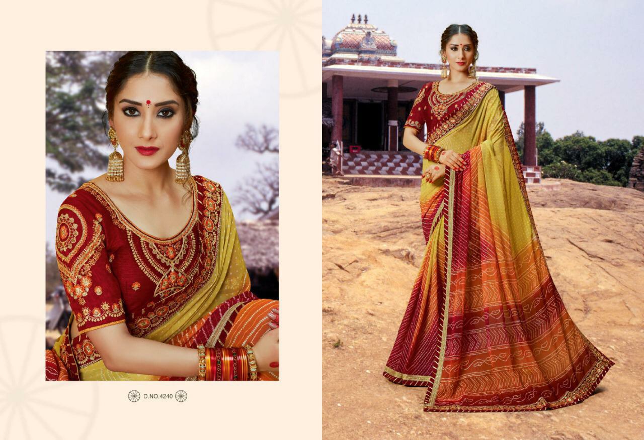 Kessi Fabrics Presents Bhandhej Vol-12 Georgette Indian Bandhani Stylish Designer Sarees Cataloge Wholesaler