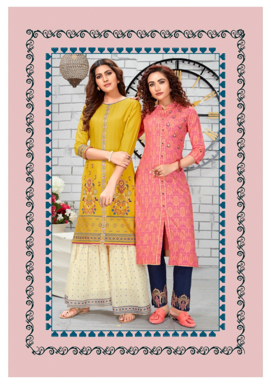 Kajal Style Presents Fashion Label Vol-4 Rayon Cotton Embroidery Work Plazzo Kurtis Collection