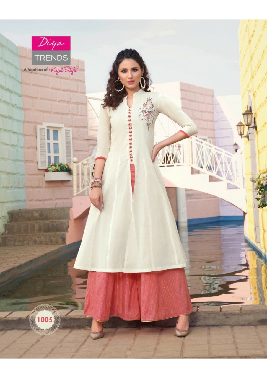 Diya Trendz Presents Florence Vol-1 Designer Kurtis With Plazzo And Sharara Collection At Wholesale