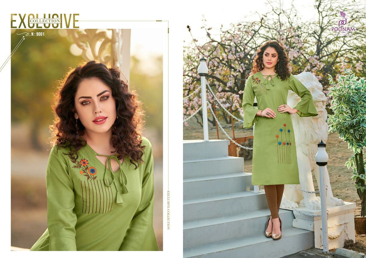 Poonam Kurtis Presents Diva Vol-9 Cotton Fancy Kurtis Cataloge Wholesaler