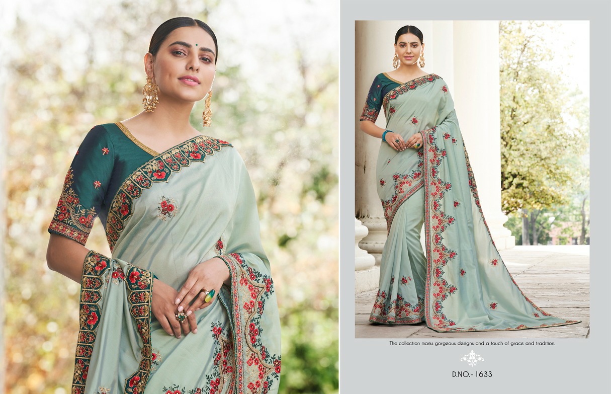 Kessi Presents Nupur Vichitra Silk Embroidery Work Party Wear Sarees Cotaloge Wholesaler