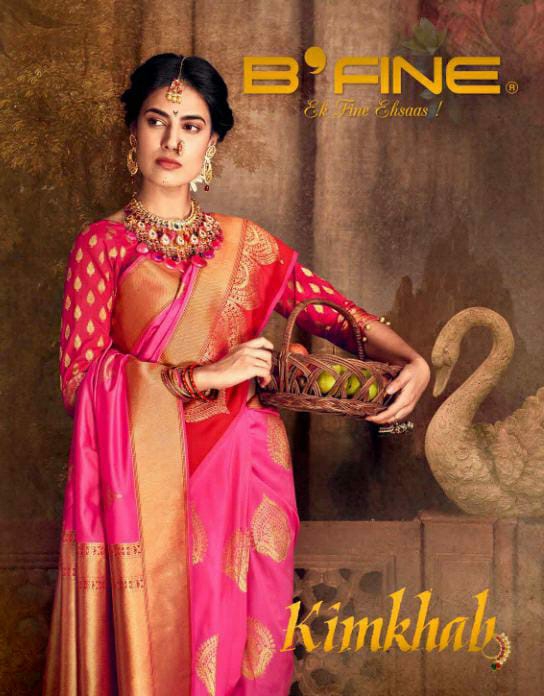 B'fine Presents Kimkhab Silk Traditional Wear Sarees Cataloge Wholesaler