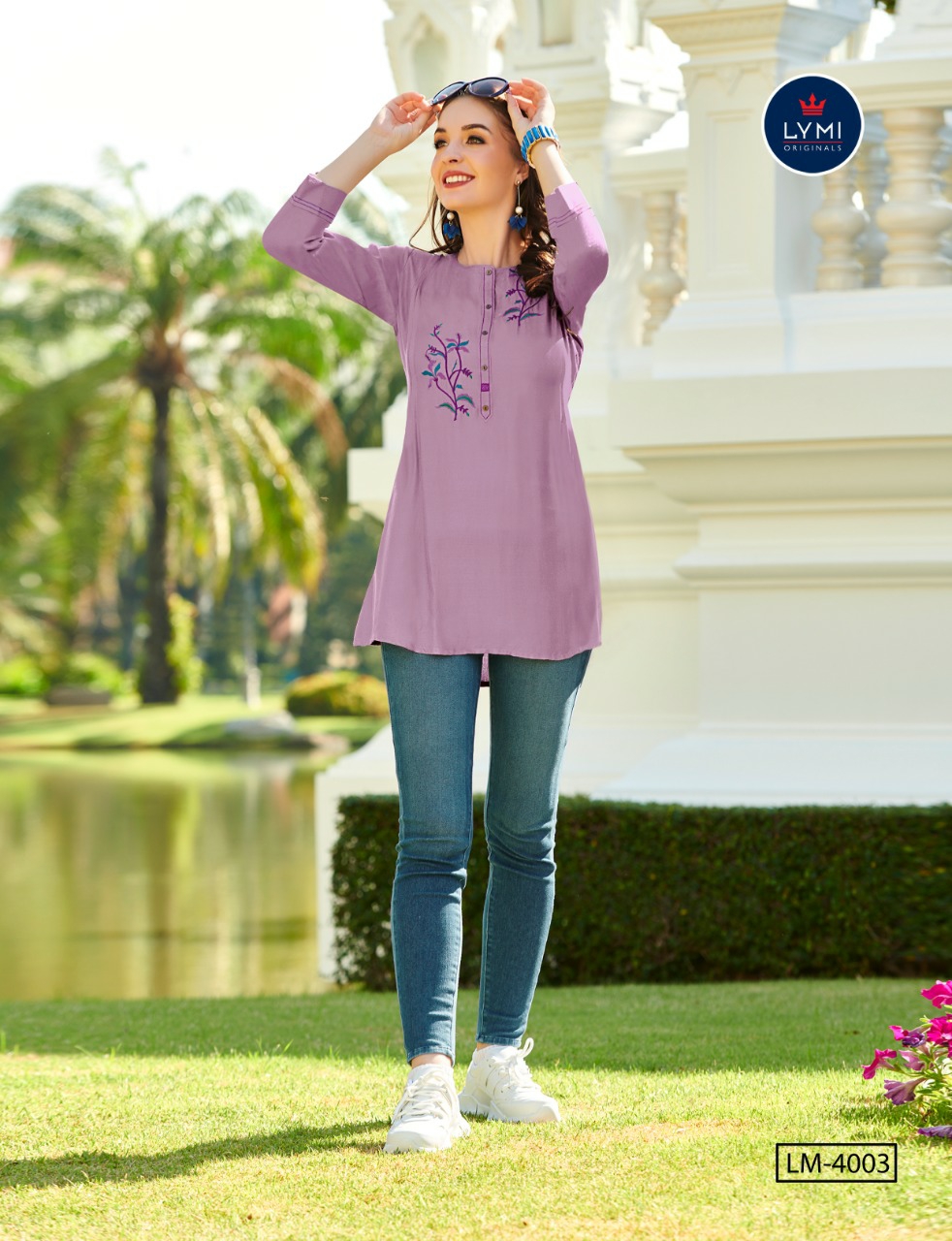 Lymi Presents Canon Viscose With Embroidery Work Short Tops Kurtis Collection