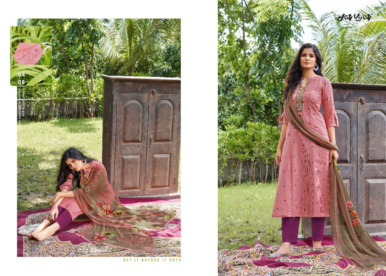 Jay Vijay Presents Rooh Silk Jacquard Embroidery Long Salwar Suit Wholesaler