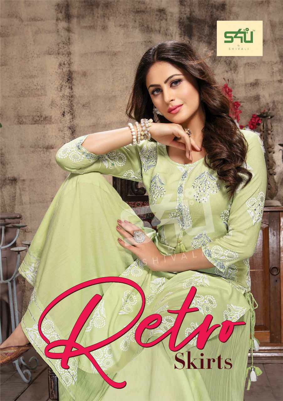 S4u Presents Retro Skirt Designer Party Wear Lucknowi Work Crop Top Collection At Wholesale