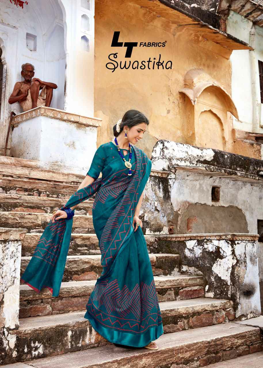 Lt Sarees Presents Swastika Daily Basis Line Satin Patta Printed Sarees Catalogue Wholesaler