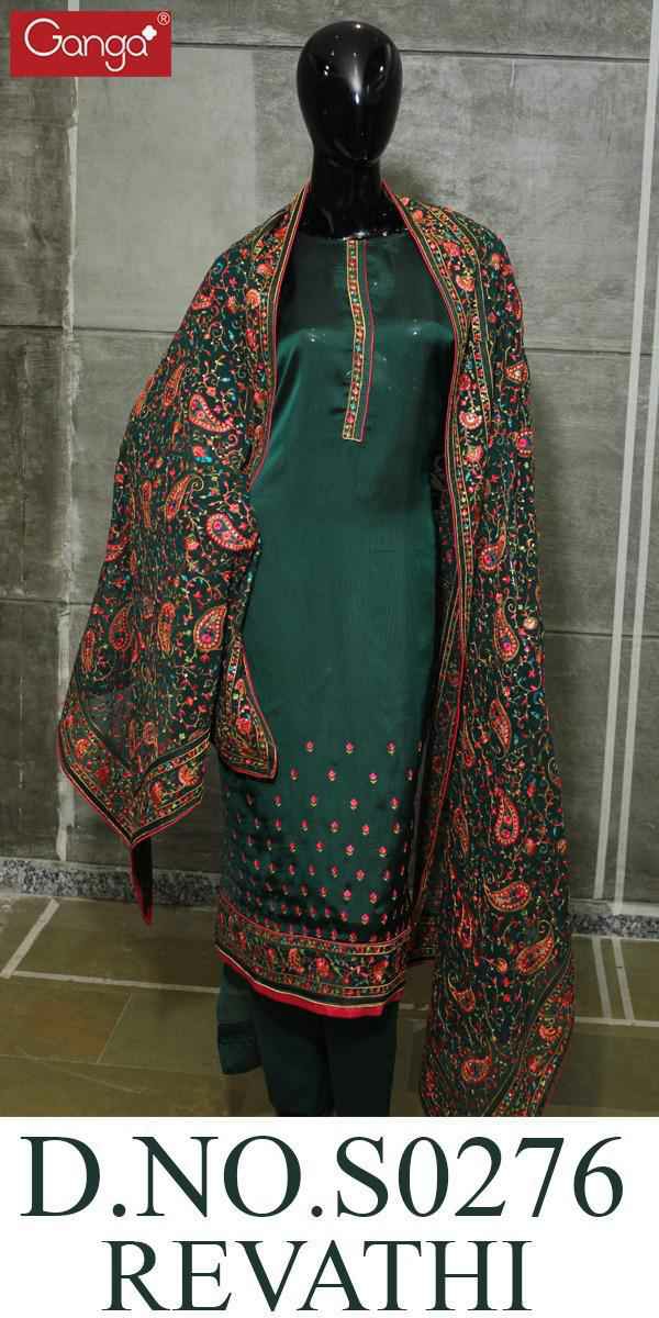 Ganga Suit Presents Revathi 276 Silk Designer Embroidery Work Salwar Suit Wholesaler