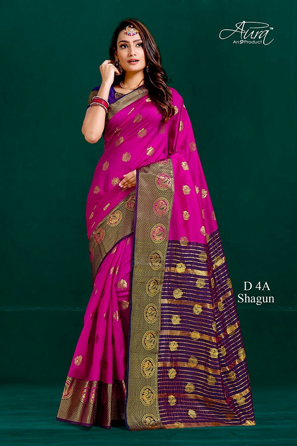 Aura Presents Shagun Vol-4 Traditional Wear South Indian Style Cotton Silk Sarees Catalogue Wholesaler