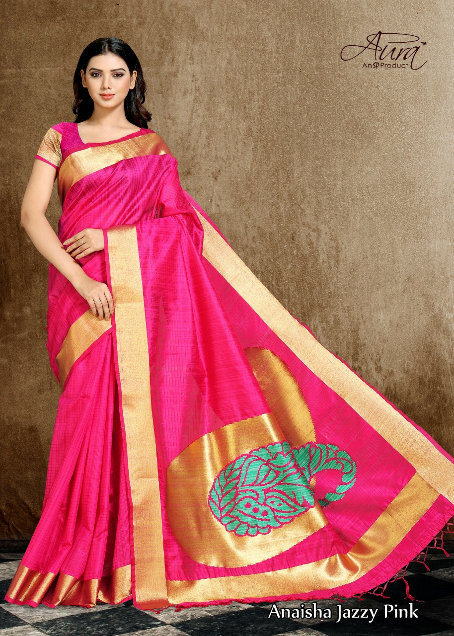 Aura Sarees Presents Anaisha Traditional Wear South Indian Style Silk Sarees Catalogue Wholesaler