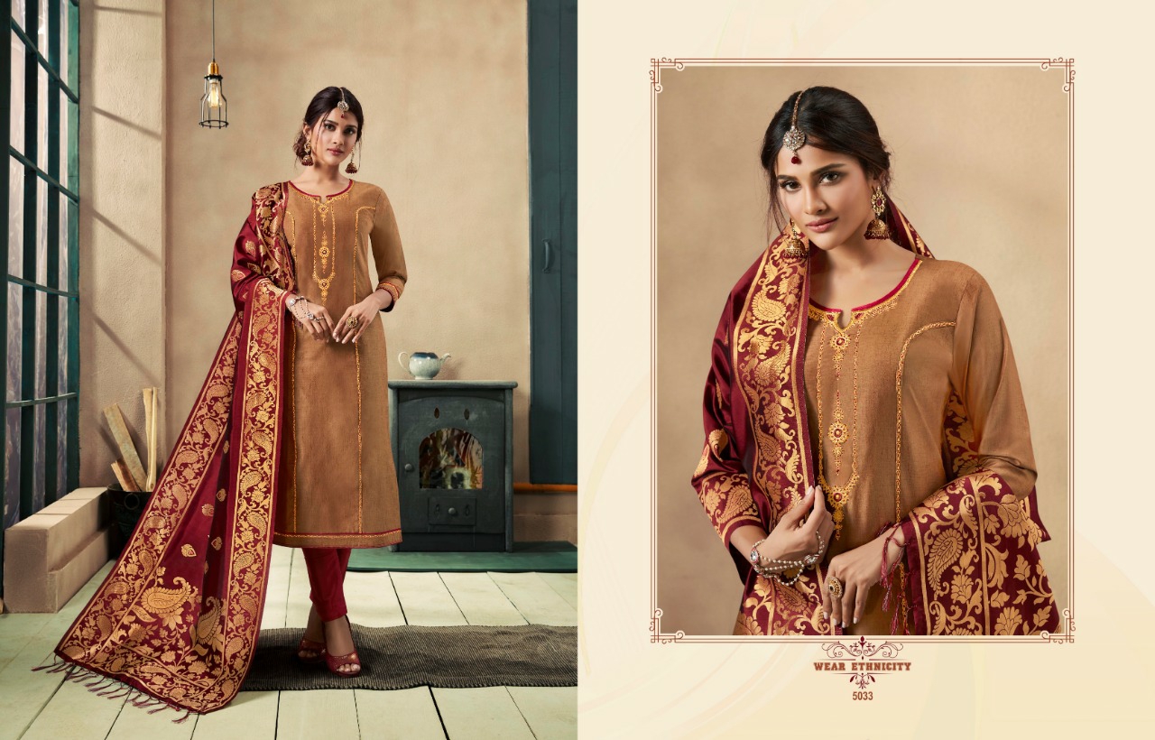 Rangoon Presents Paridhan Exclusive Collection Of Silk Khatli Work Straight Salwar Suit Readymade Catalogue Wholesaler