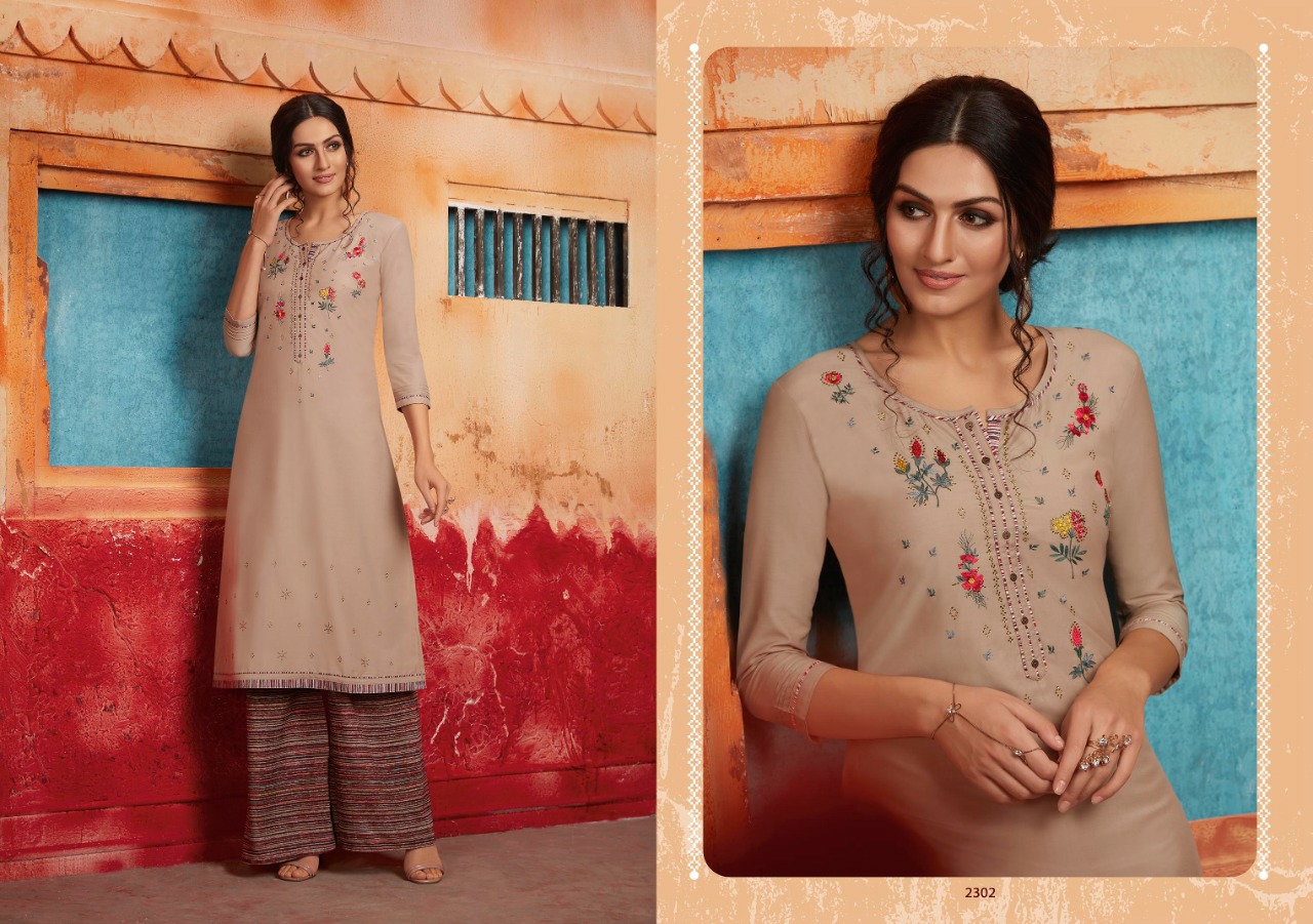 Rangoon Presents Fist Look Beautiful Designer Party Wear Kurtis With Plazzo Collection