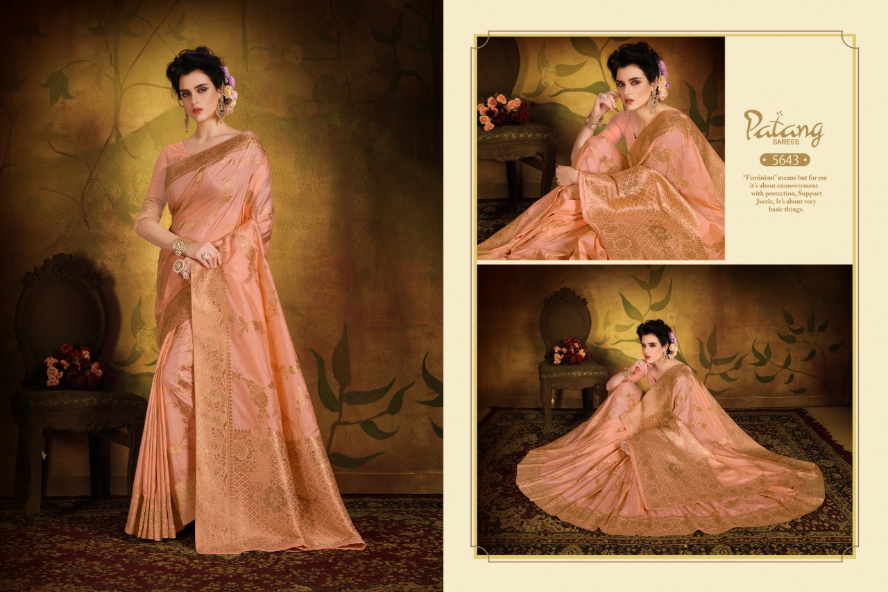 Patang Presents Diamond Silk Traditional Wear Pure Dola Silk Sarees Catalogue Wholesaler