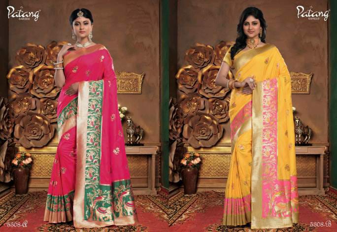 Patang Sarees Presents Beyond Beauty Meenakari Silk Rich Pallu Sarees Cataloge