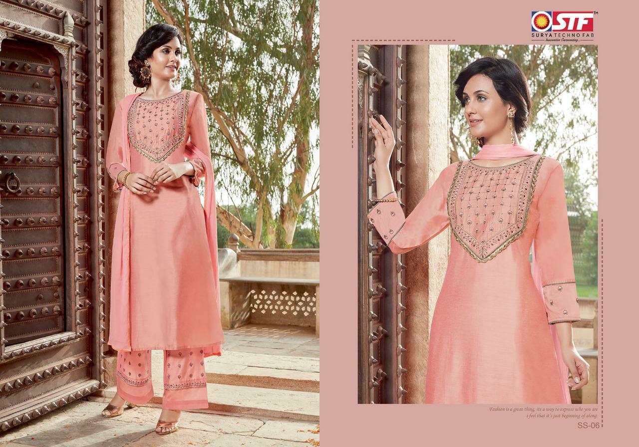 Stf Presents Silk Sansaar Pure Banarasi Silk Straight Salwar Suite With Ready Mate Plazzo Cataloge