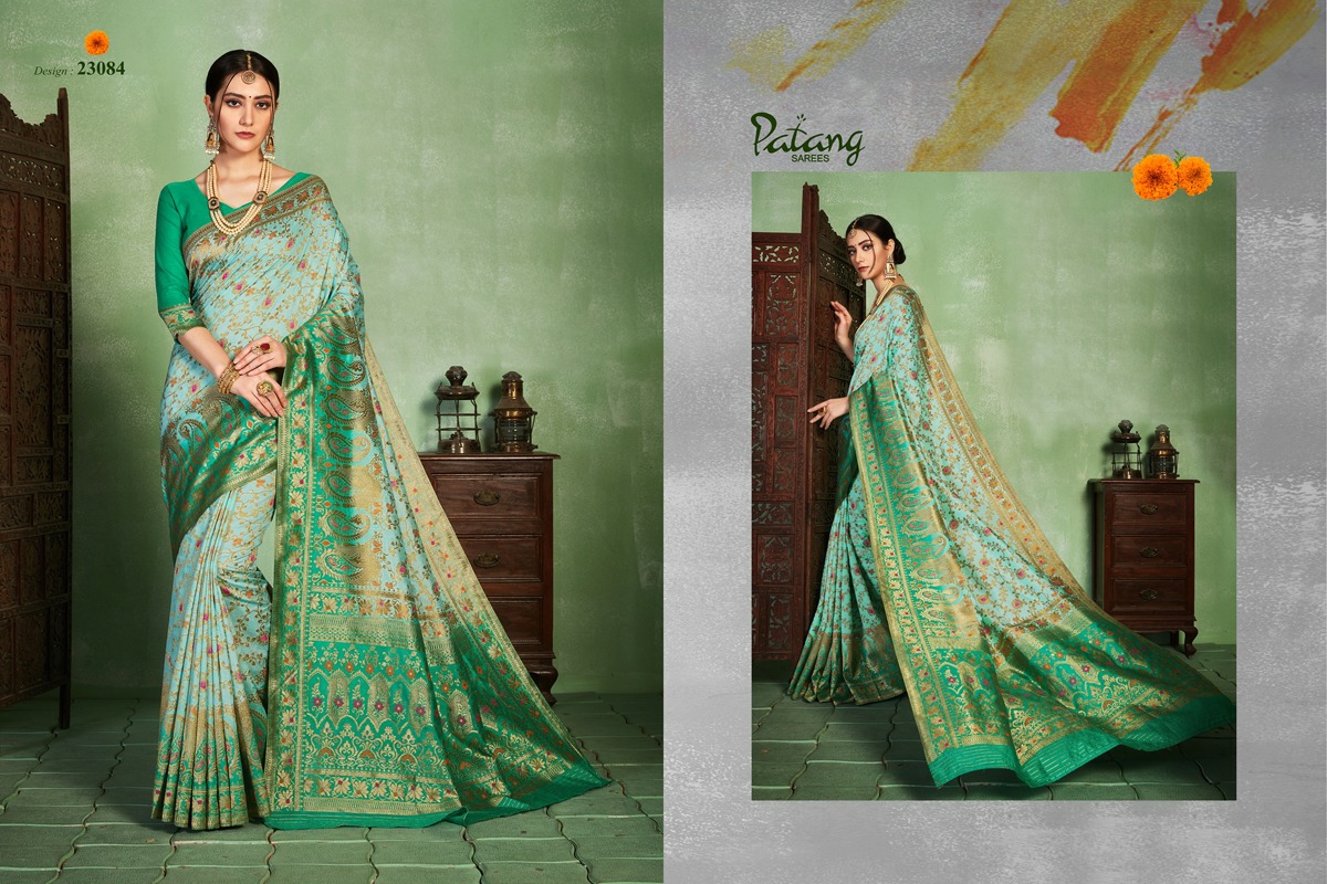 Patang Sarees Presents Silkoza Chanderi Silk Beautiful Designer Sarees Cataloge Wholesaler