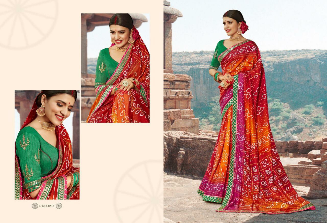 Kessi Fabrics Presents Bhandhej Vol-12 Georgette Indian Bandhani Stylish Designer Sarees Cataloge Wholesaler