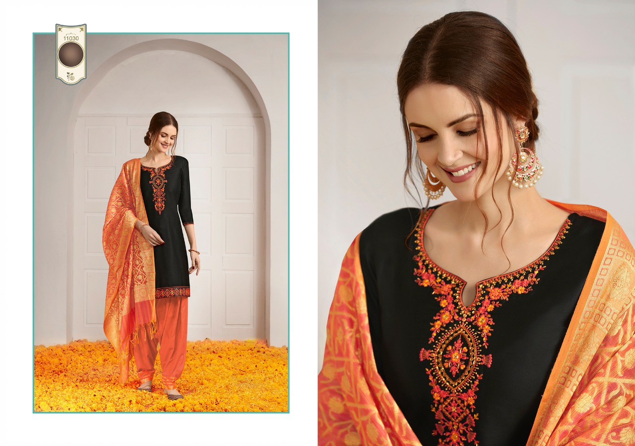 Kajree Presents Sunheri By Patiala Pure Jam Silk With Embroidery And Khatli Work Punjabi Style Readymade Salwar Suit Catalog Wholesaler