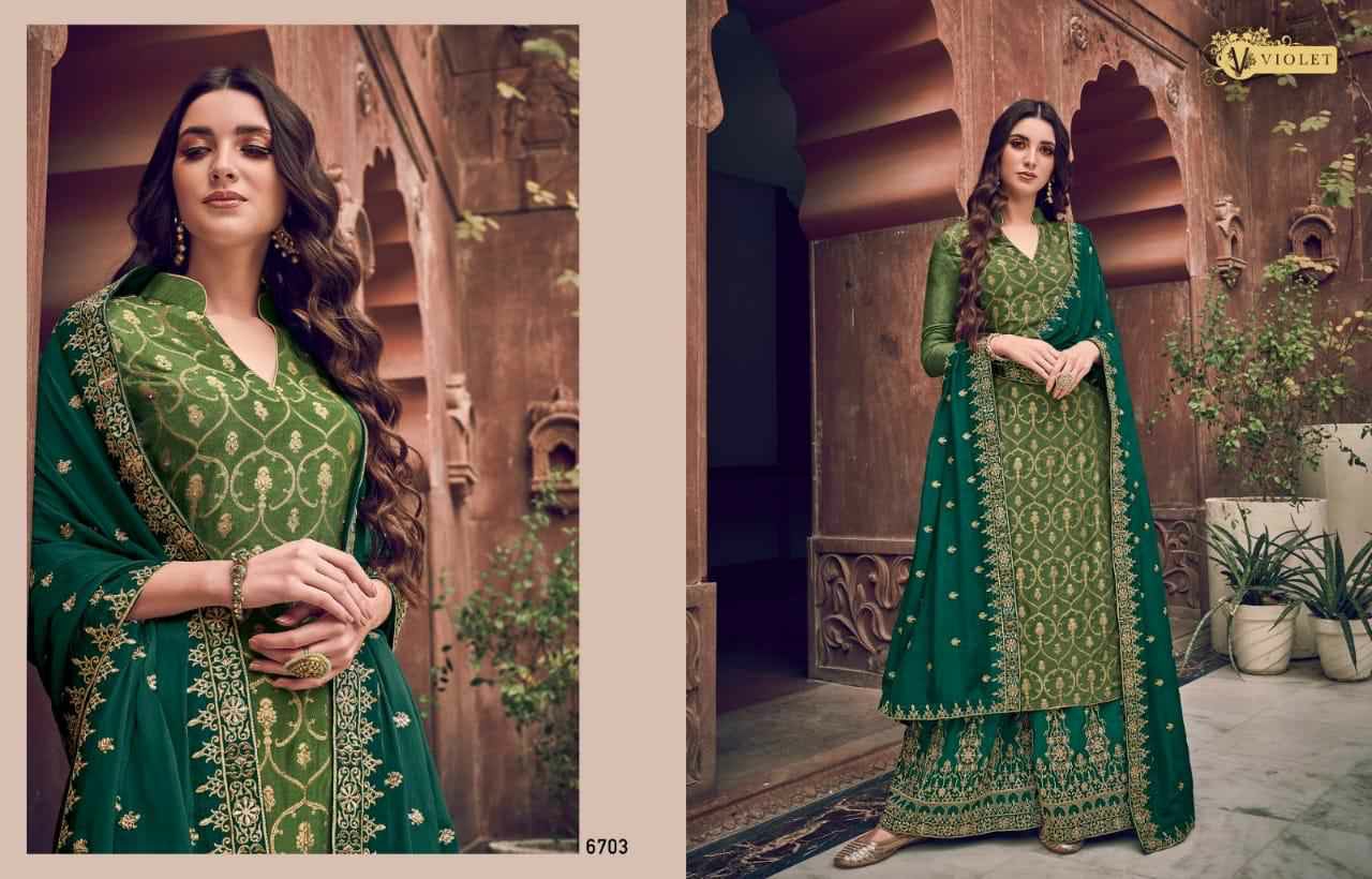 Swagat Presents Violet 6701 To 6712 Series Heavy Designer Party Wear Plazzo Style Salwar Kameez Catalogue Wholesaler