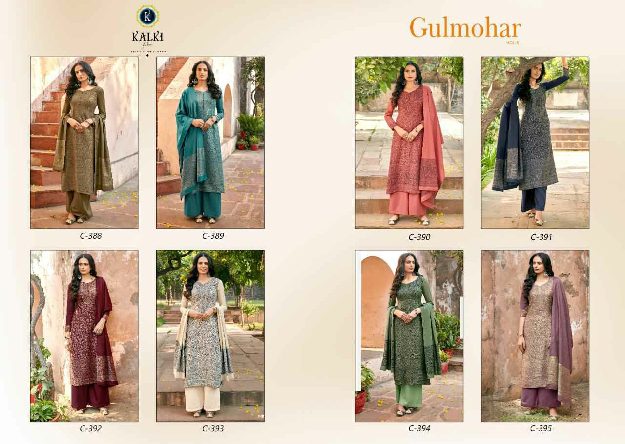 Kalki Fashion Presents Gulmohar Vol-3 Pashmina Designer Plazzo Salwar Suit Wholesaler