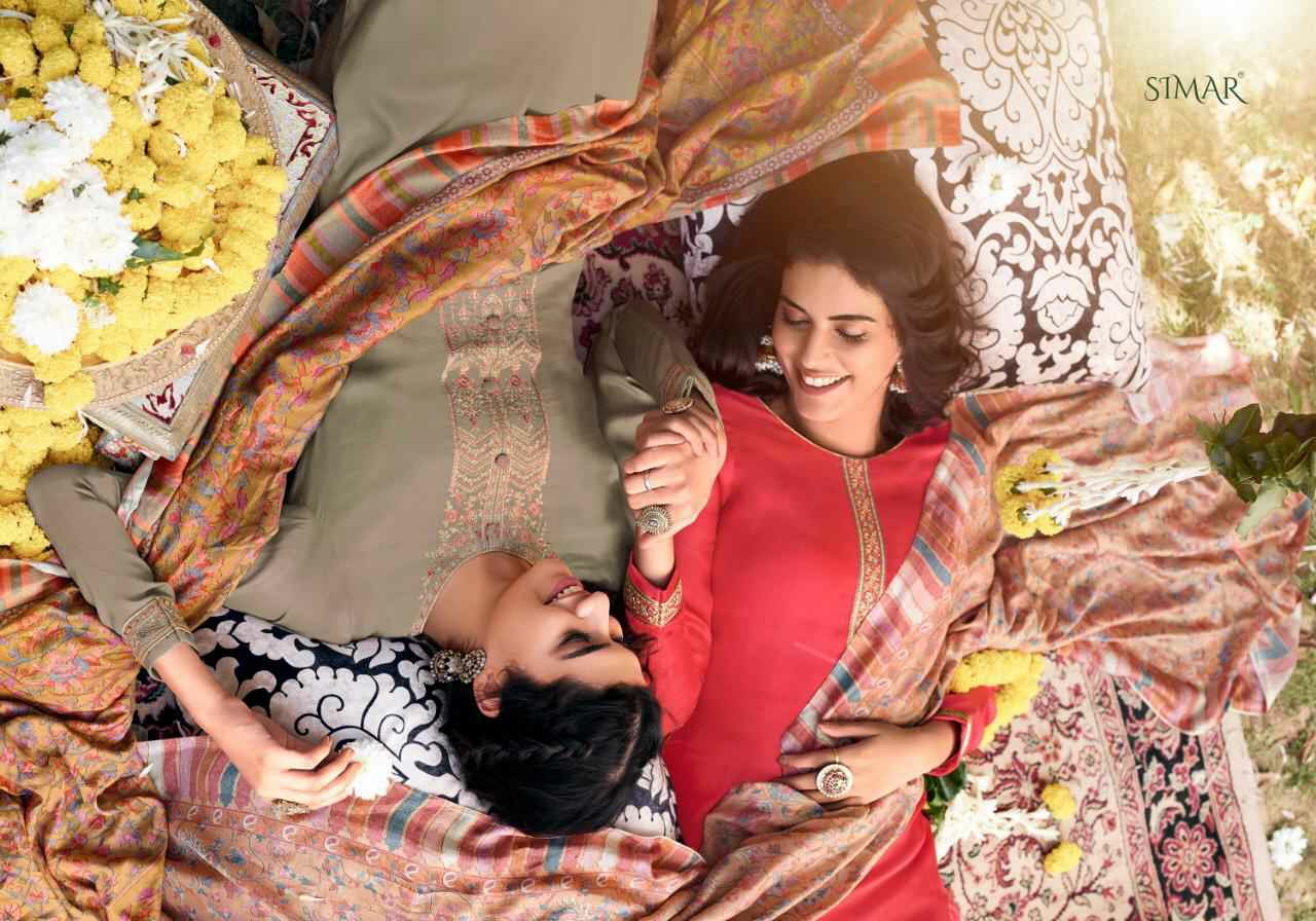 Glossy Presents Misti Pure Silk Pashmina Embroidery Work Salwar Suit Cataloge Wholesaler