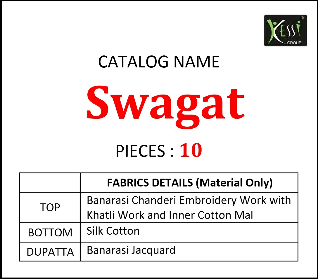 Kessi Presents Swagat Banarasi Chanderi Embroidery Work Designer Party Wear Straight Salwar Suit Catalogue Wholesaler