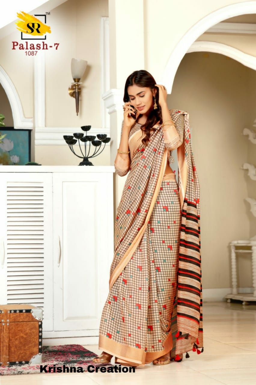 Sr Sarees Presents Palash Vol-7 Beautiful Designer Party Wear Lilen Silk Sarees Catalogue Wholesaler