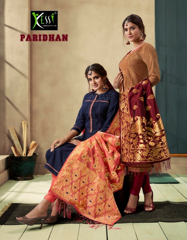 Rangoon Presents Paridhan Exclusive Collection Of Silk Khatli Work Straight Salwar Suit Readymade Catalogue Wholesaler