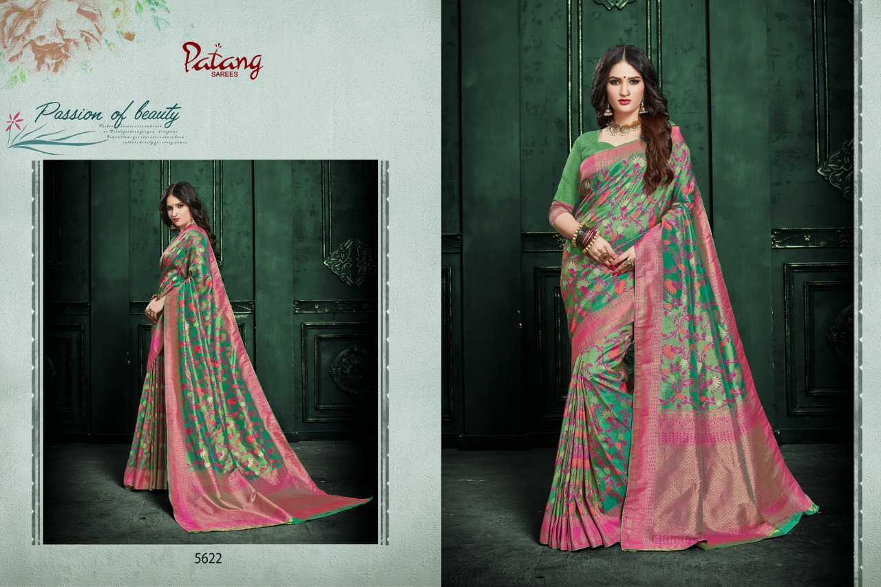 Patang Sarees Presents Lakshmi 5621 To 5628 Silk Partywear Sarees Cataloge Wholesaler