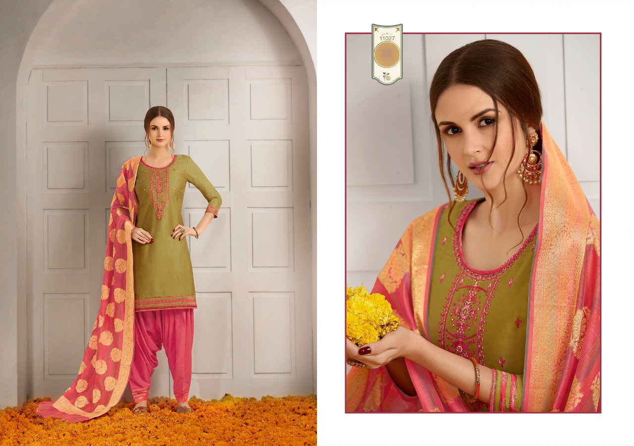 Kajree Presents Sunheri By Patiala Pure Jam Silk With Embroidery And Khatli Work Punjabi Style Readymade Salwar Suit Catalog Wholesaler