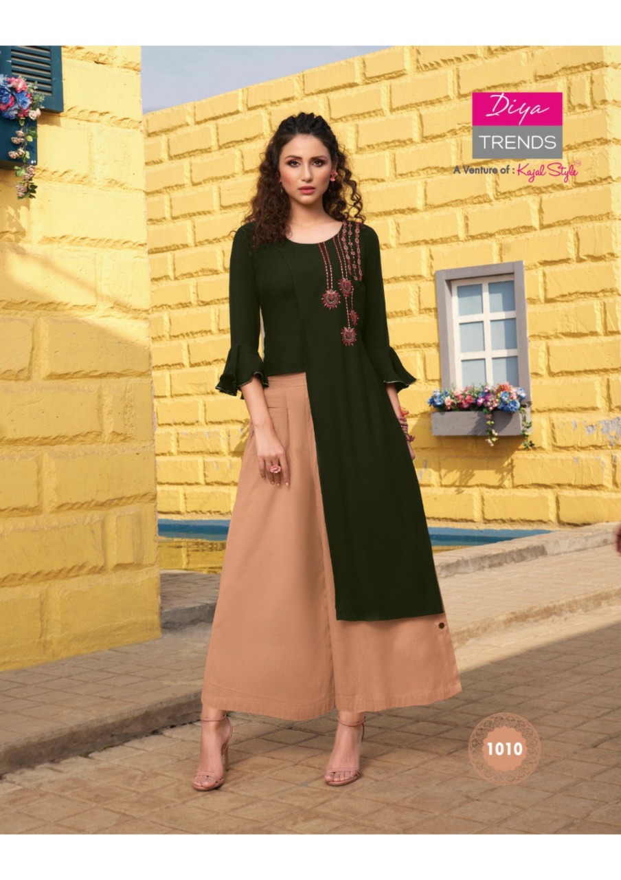 Diya Trendz Presents Florence Vol-1 Designer Kurtis With Plazzo And Sharara Collection At Wholesale