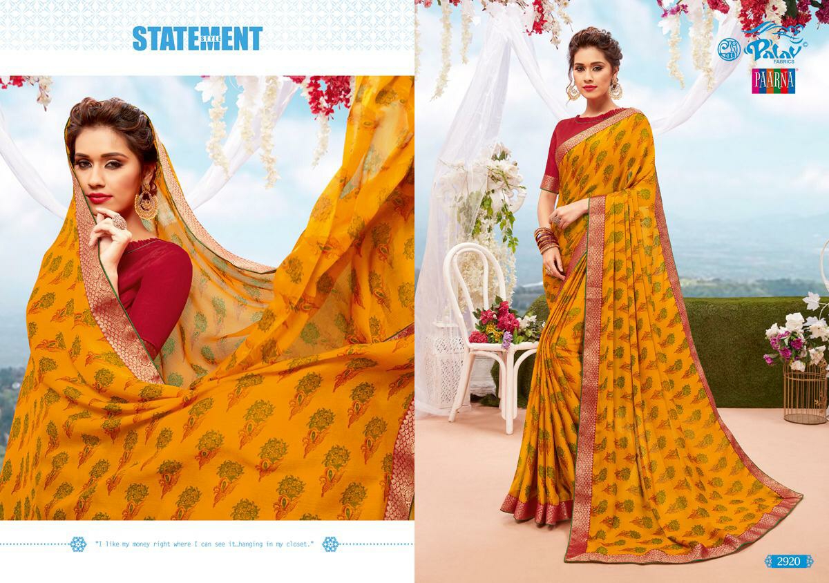Palav Fabric Presents Paarna Vol-14 Beautiful Designer Summer Wear Georgette Printed Sarees Catalogue Wholesaler