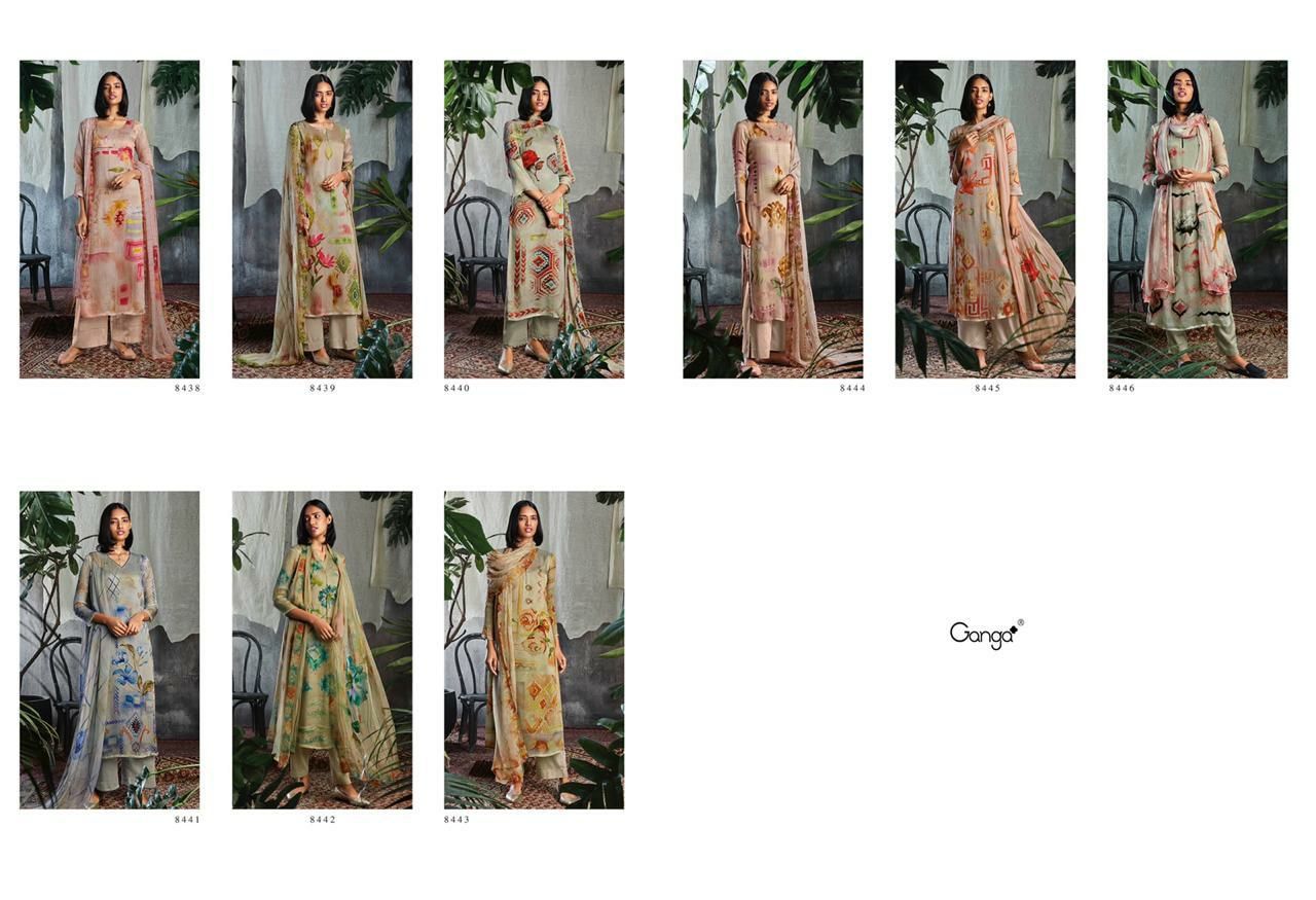 Ganga Suit Presents Solandis Pure Makhmali Chiffon Satin Digital Printed Plazzo Salwar Suite Cataloge