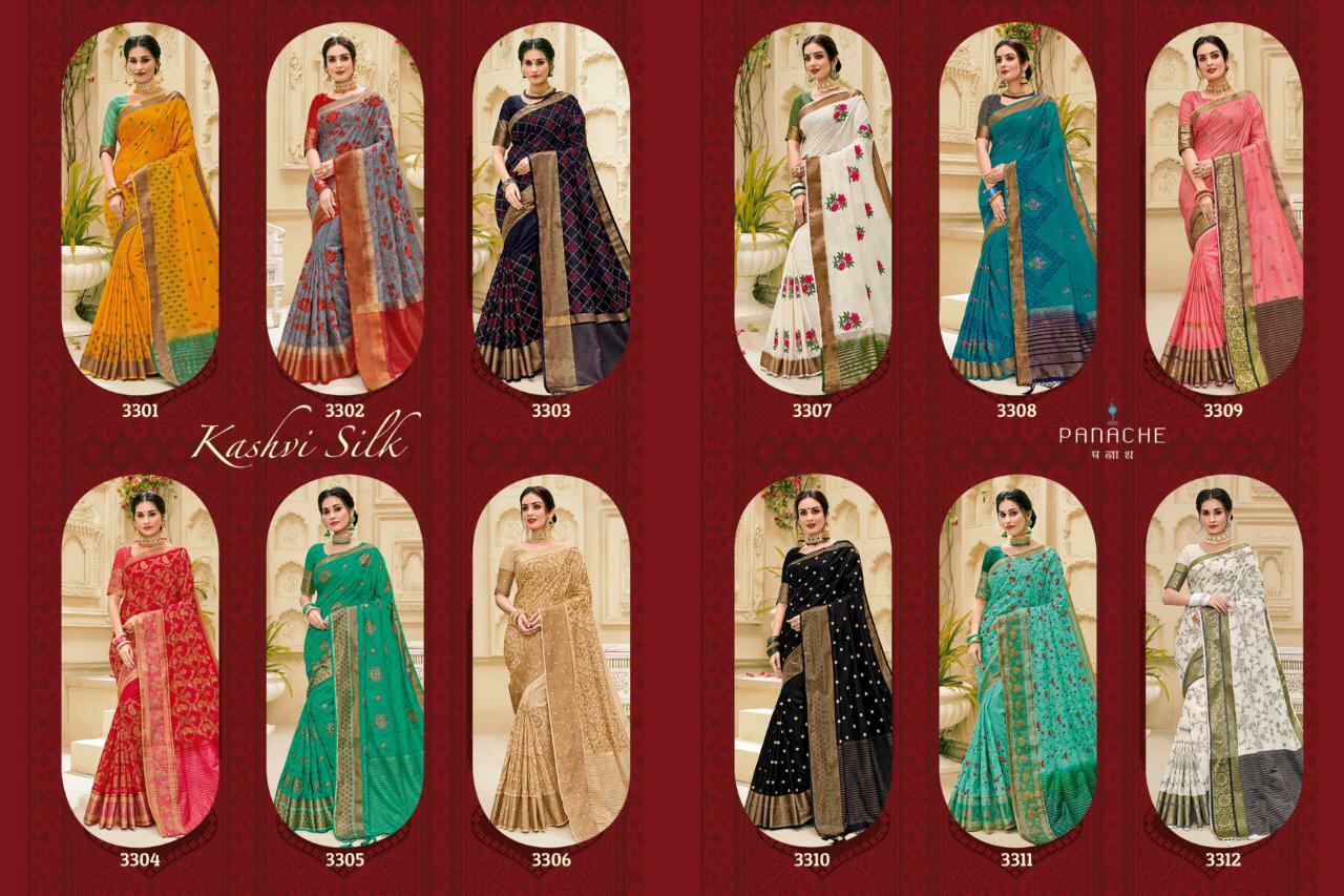 Panache Sarees Presents Kashvi Silk Indian Traditional Wear Silk Sarees Catalog Wholesaler