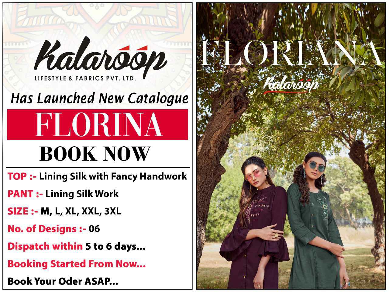 Kajree Presents Floriana Silk Daily Wear Kurtis With Pant Cataloge Collection