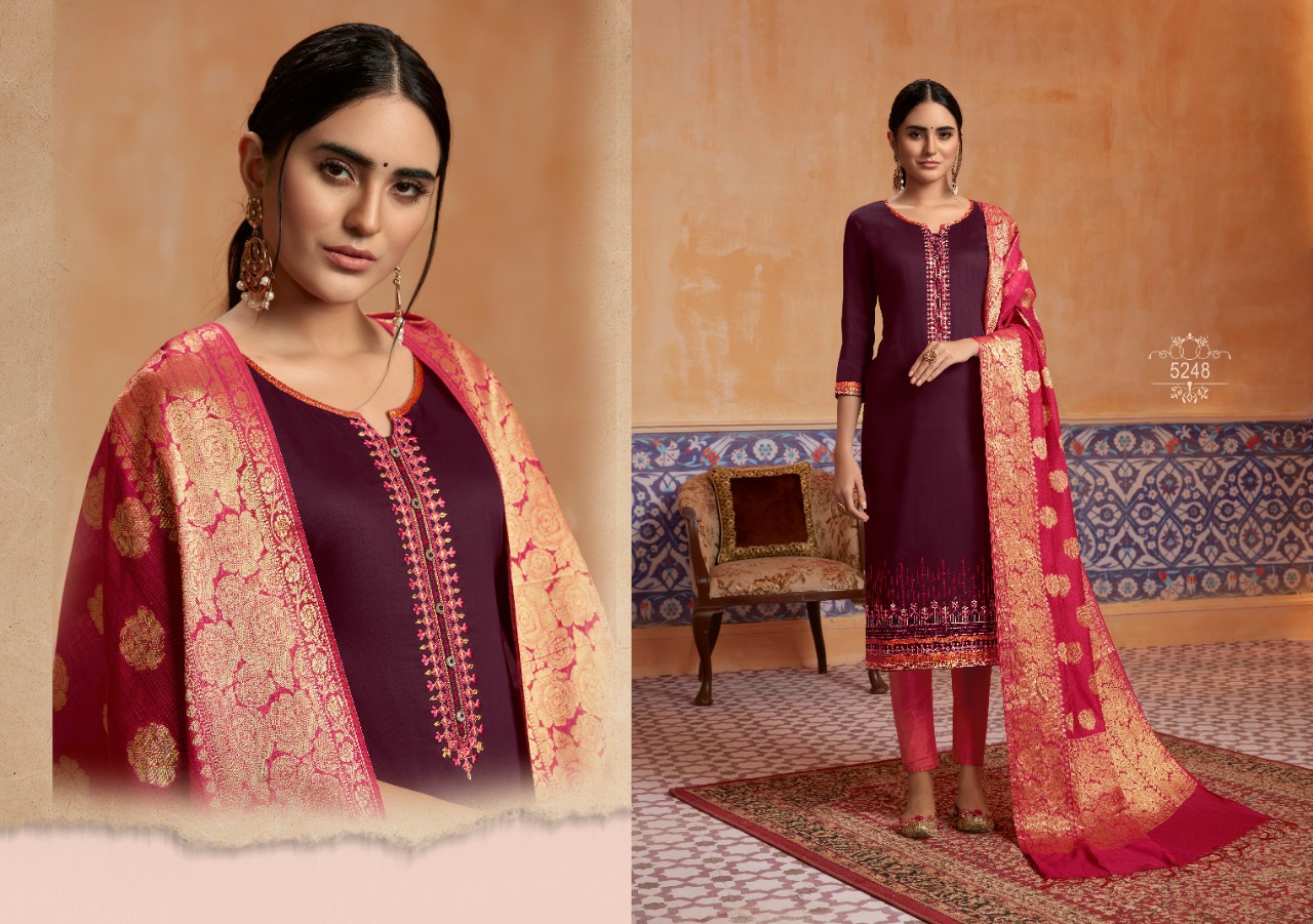 Kessi Presents Mahotsav Vol-4 Jam Silk Embroidery Work Party Wear Straight Salwar Suit Catalogue Wholesaler