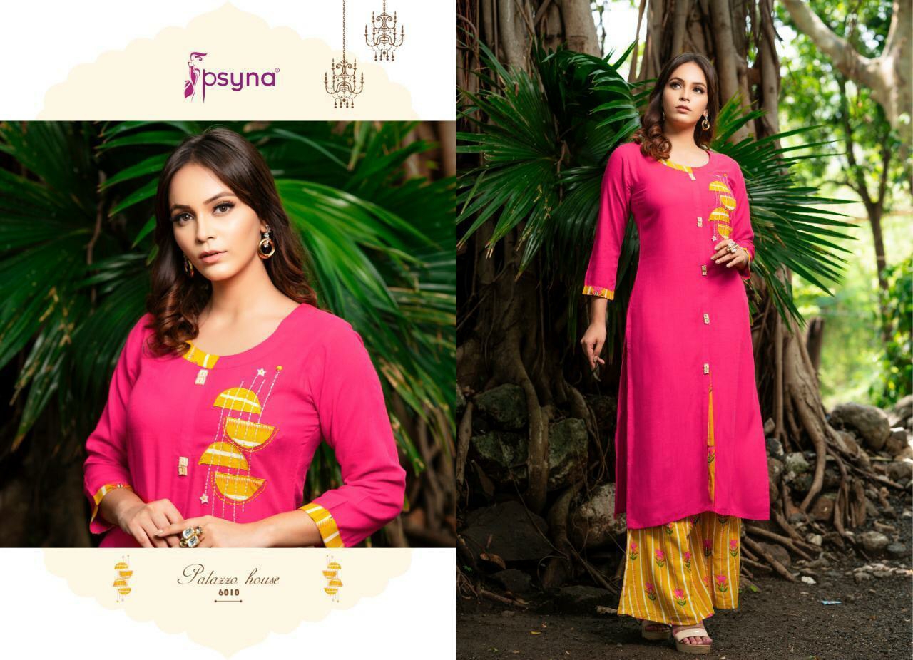 Psyna Presents Palazzo House Vol-6 Designer Party Wear Kurtis With Plazzo Collection