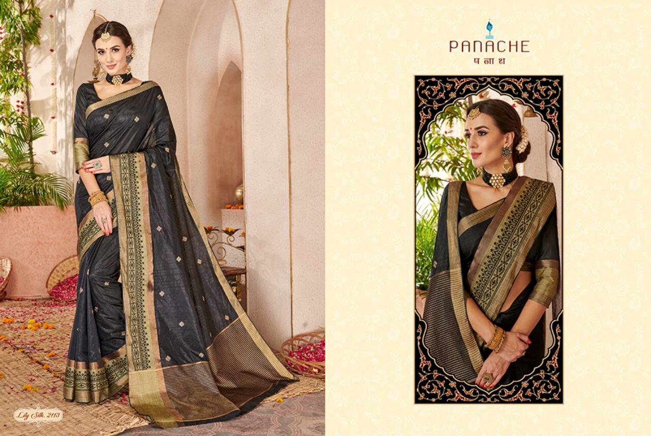 Panache Presents Lily Silk Indian Ethnic Wear Silk Sarees Catalogue Wholesaler