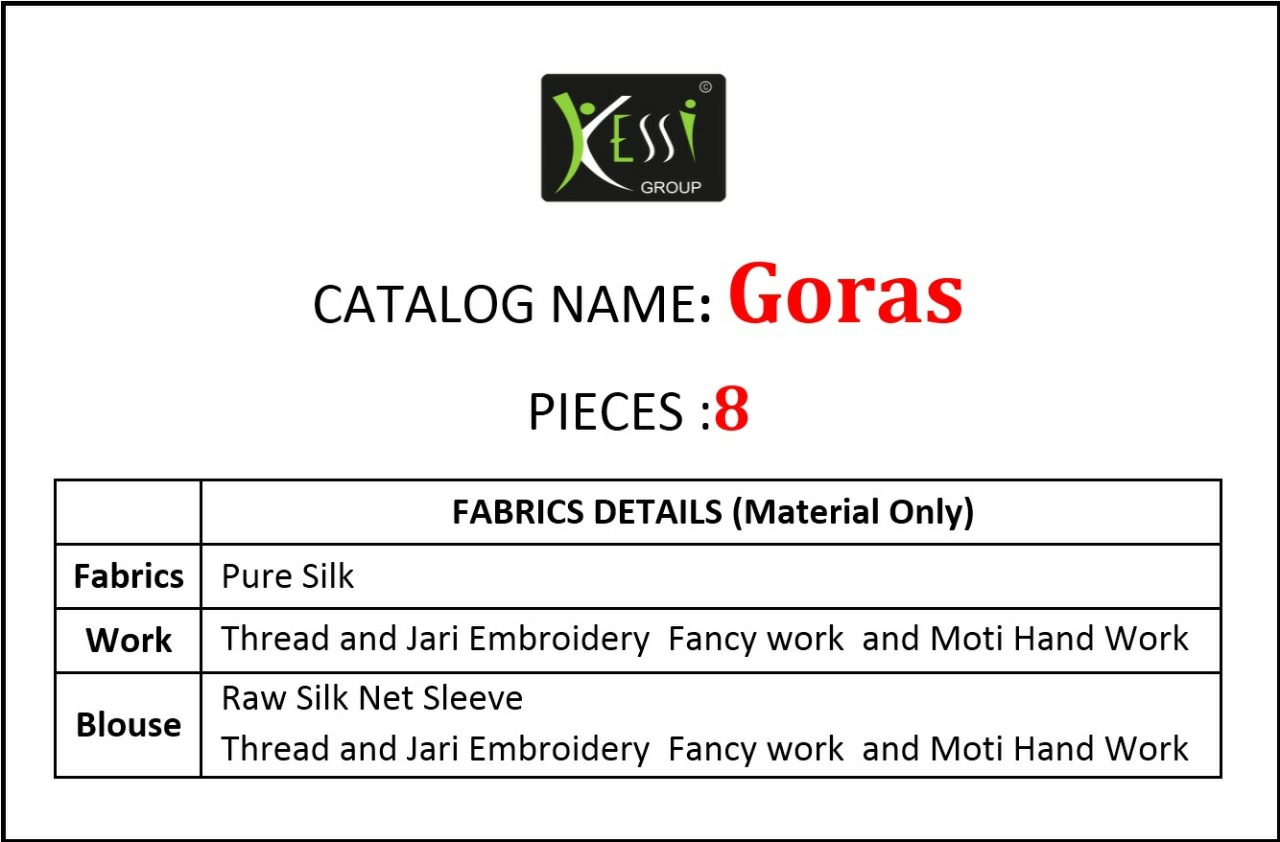 Kessi Presents Goras Pure Silk Embroidery Work Party Wear Sarees Catalog Wholesaler