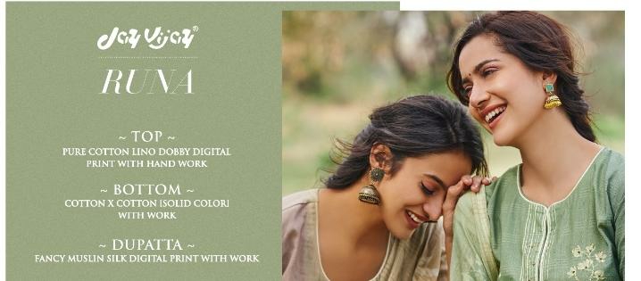 Jay Vijay Presents Runa Cotton Salwar Suite Cataloge Wholesaler