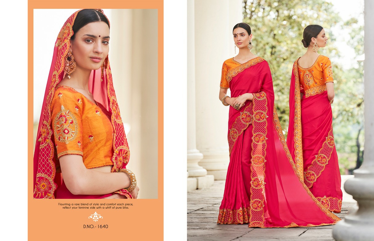 Kessi Presents Nupur Vichitra Silk Embroidery Work Party Wear Sarees Cotaloge Wholesaler